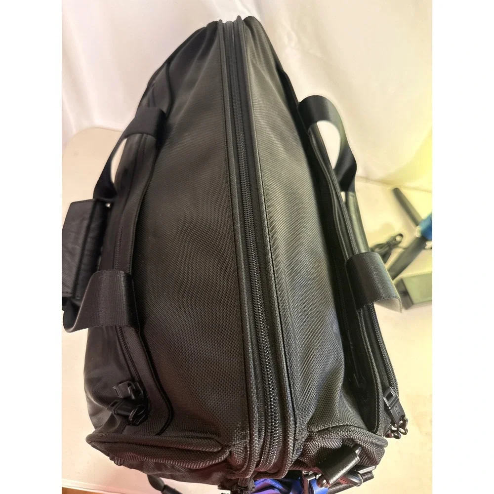 Tumi Alpha Ballistic Nylon Wheeled Compact Briefcase Rolling Travel Bag Black